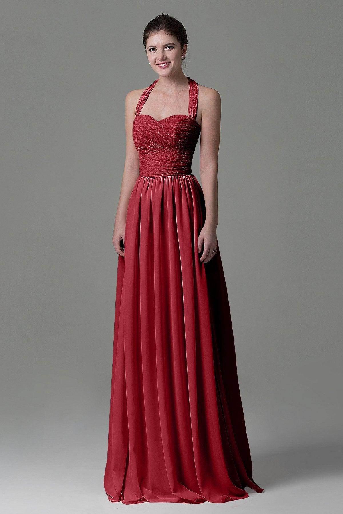 A-Line Floor Length Lace/Chiffon Bridesmaid Dress COZK16006 - COCOMELODY
